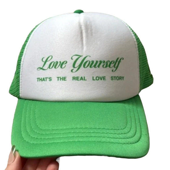 The Mayfair Group Other - The Mayfair Group Green Hat Love Yourself Mesh Trucker Hat Adjustable Back